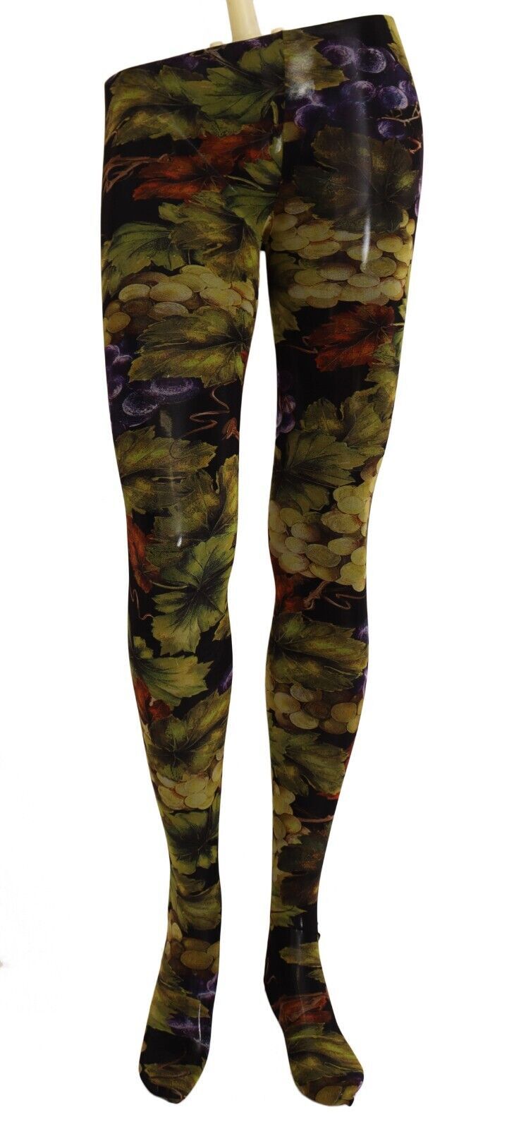 Dolce & Gabbana Elegant Black Grapes Printed Nylon -sukkahousut