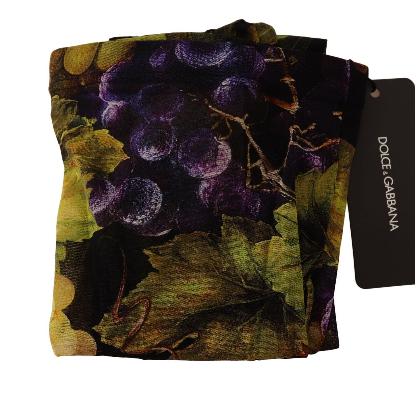 Dolce & Gabbana Elegant Black Grapes Printed Nylon -sukkahousut