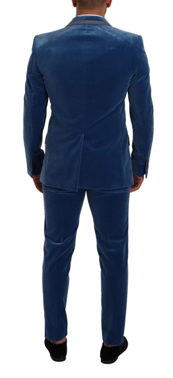 Dolce & Gabbana Elegant Velvet Blue Slim Fit -puku