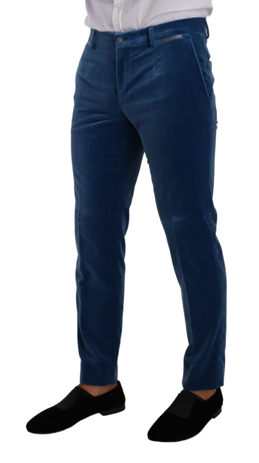 Dolce & Gabbana Elegant Velvet Blue Slim Fit -puku