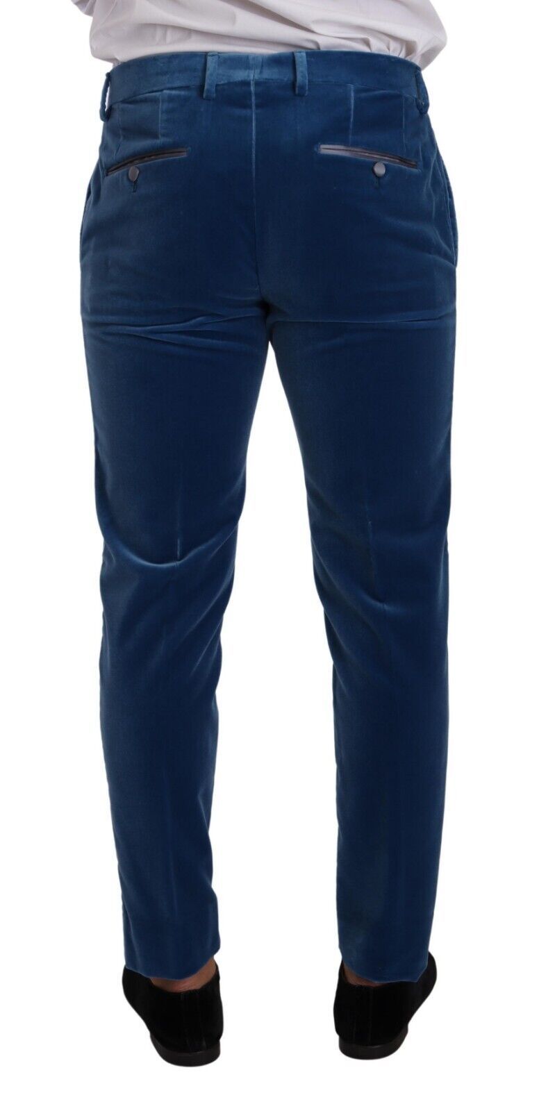 Dolce & Gabbana Elegant Velvet Blue Slim Fit -puku
