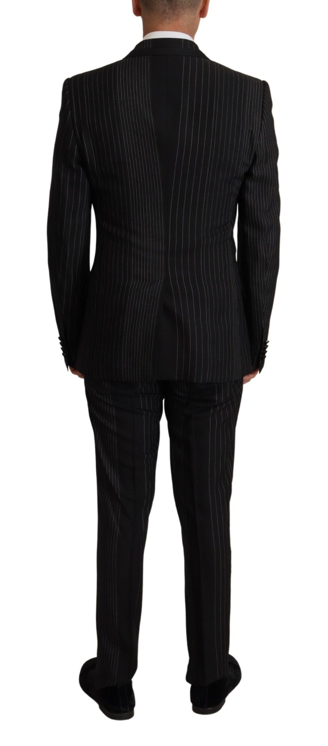 Dolce & Gabbana Elegant Black Striped Slim Fit kaksiosainen puku