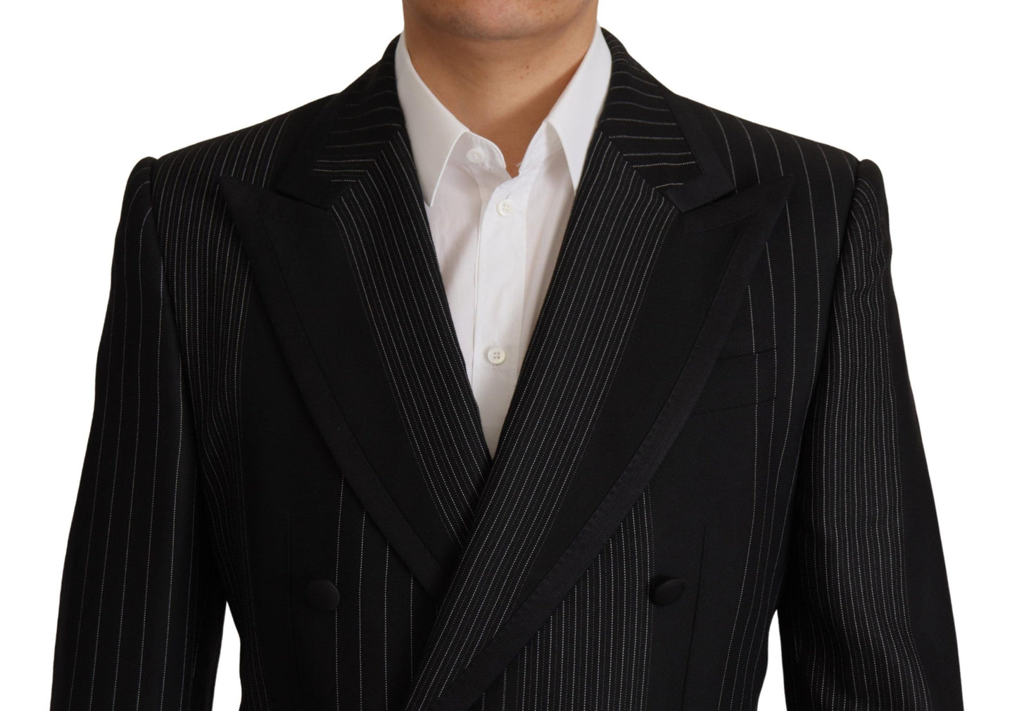 Dolce & Gabbana Elegant Black Striped Slim Fit kaksiosainen puku