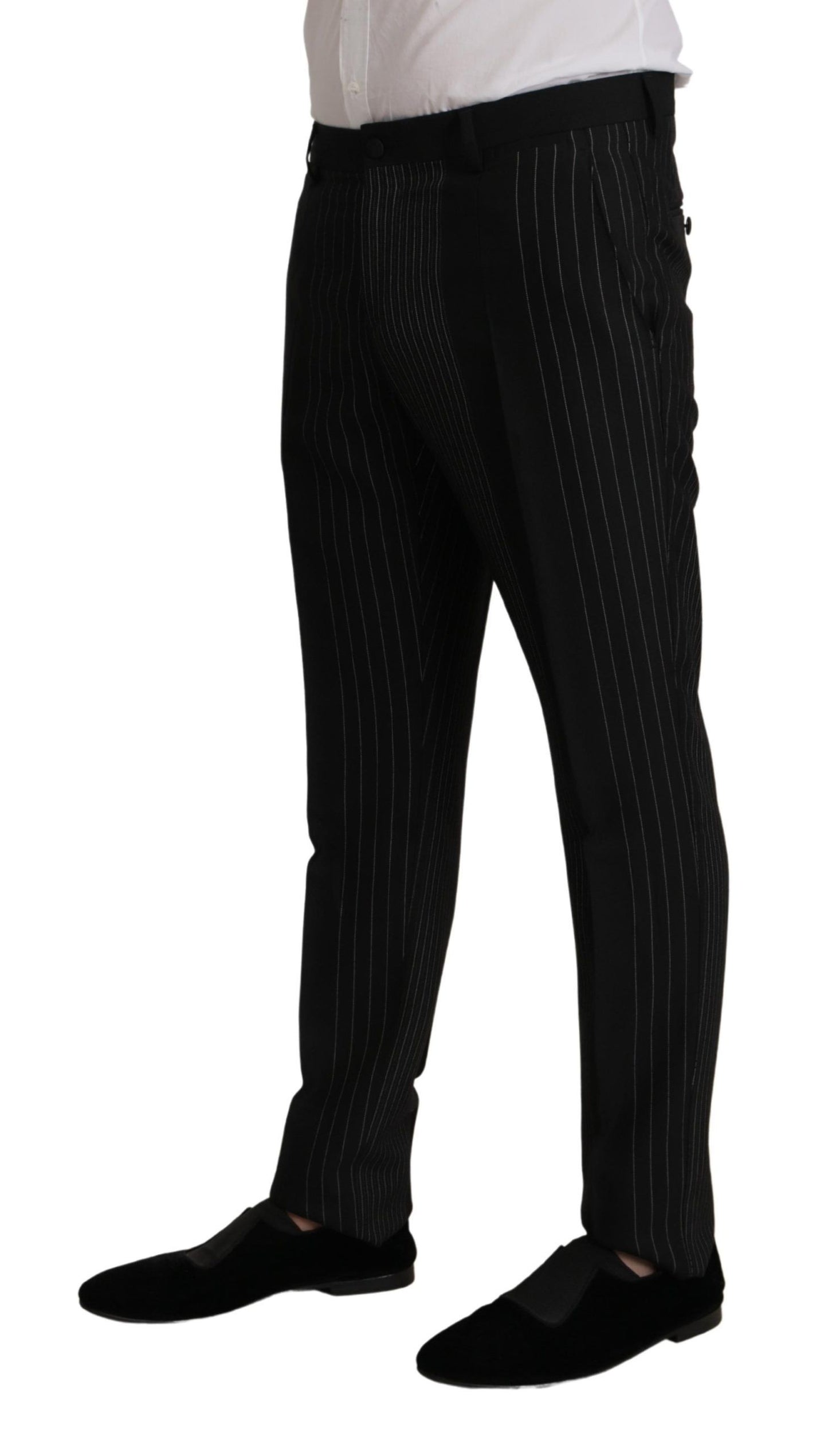 Dolce & Gabbana Elegant Black Striped Slim Fit kaksiosainen puku
