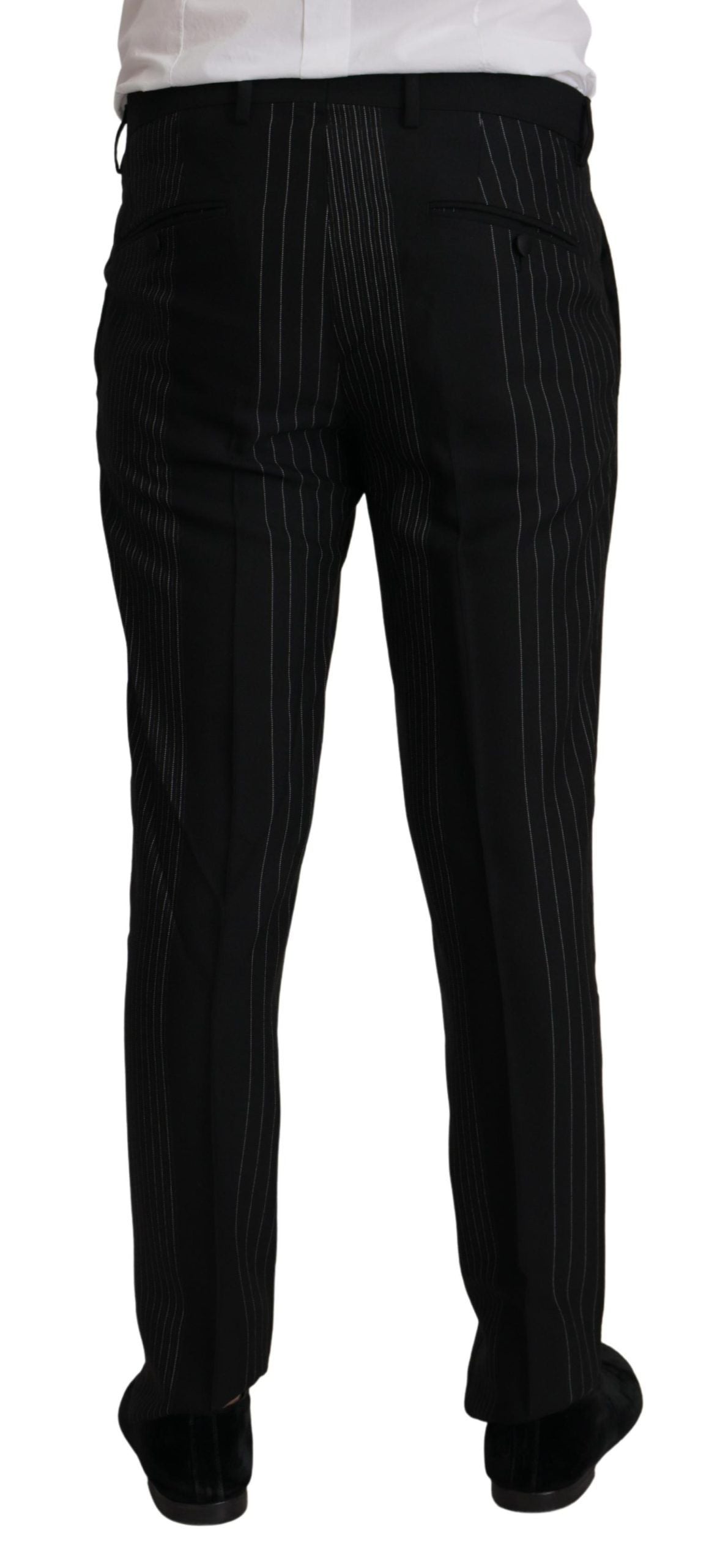 Dolce & Gabbana Elegant Black Striped Slim Fit kaksiosainen puku