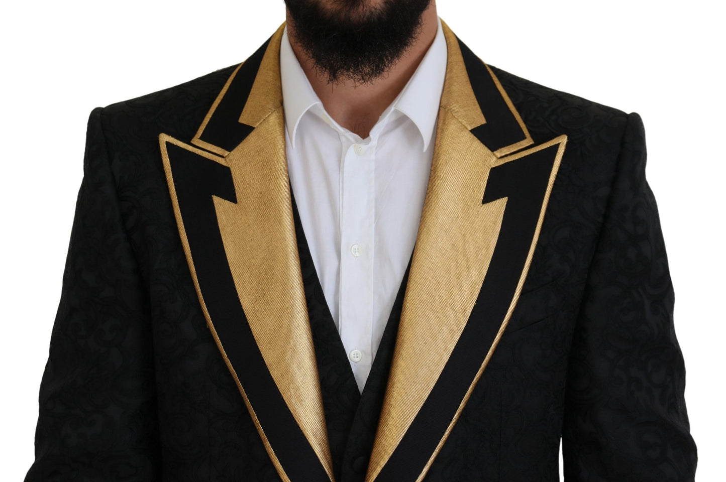 Dolce & Gabbana Elegant Black & Gold Slim Fit 3-osainen puku