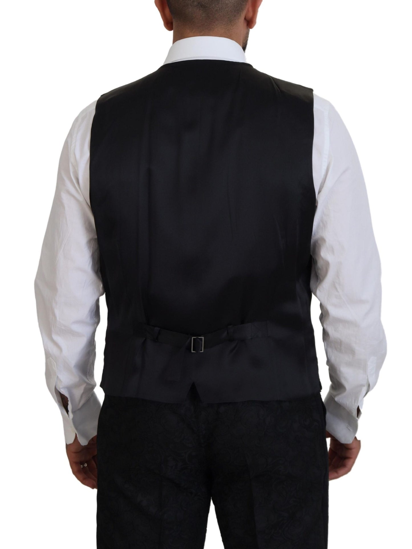 Dolce & Gabbana Elegant Black & Gold Slim Fit 3-osainen puku