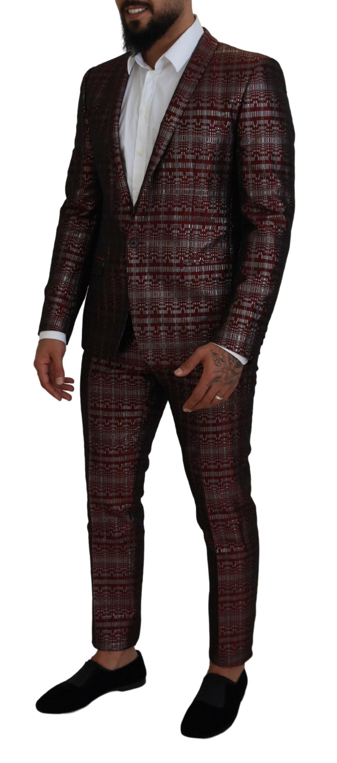 Dolce & Gabbana Bordeaux Fantasy Slim Fit kaksiosainen puku