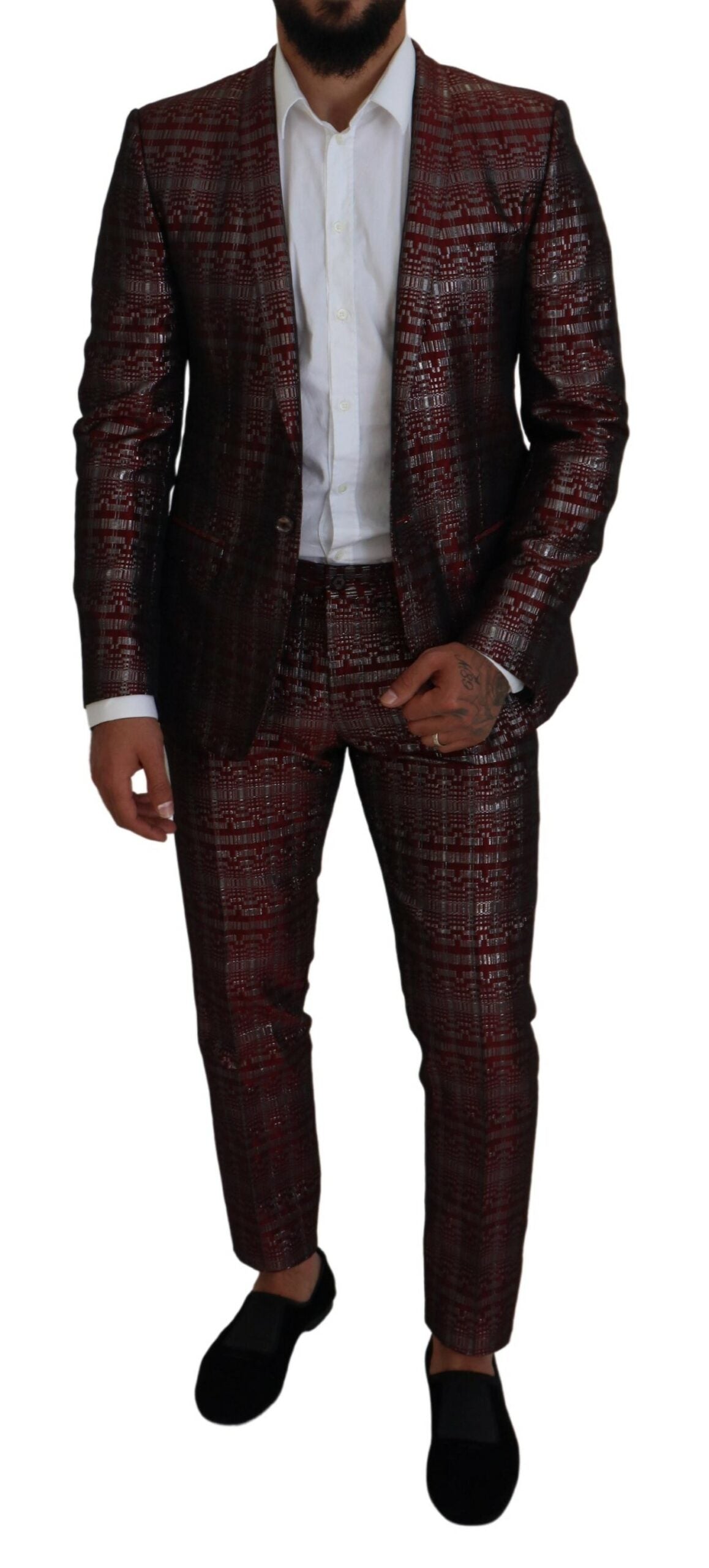Dolce & Gabbana Bordeaux Fantasy Slim Fit kaksiosainen puku