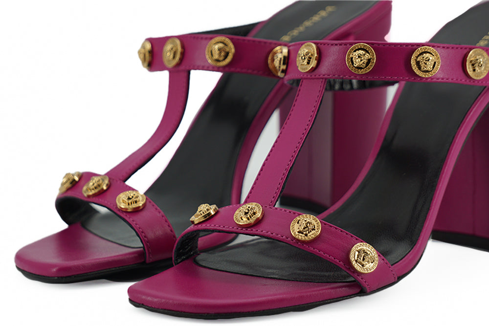 Versace Elegant Purple Calf Leather High sandaalit