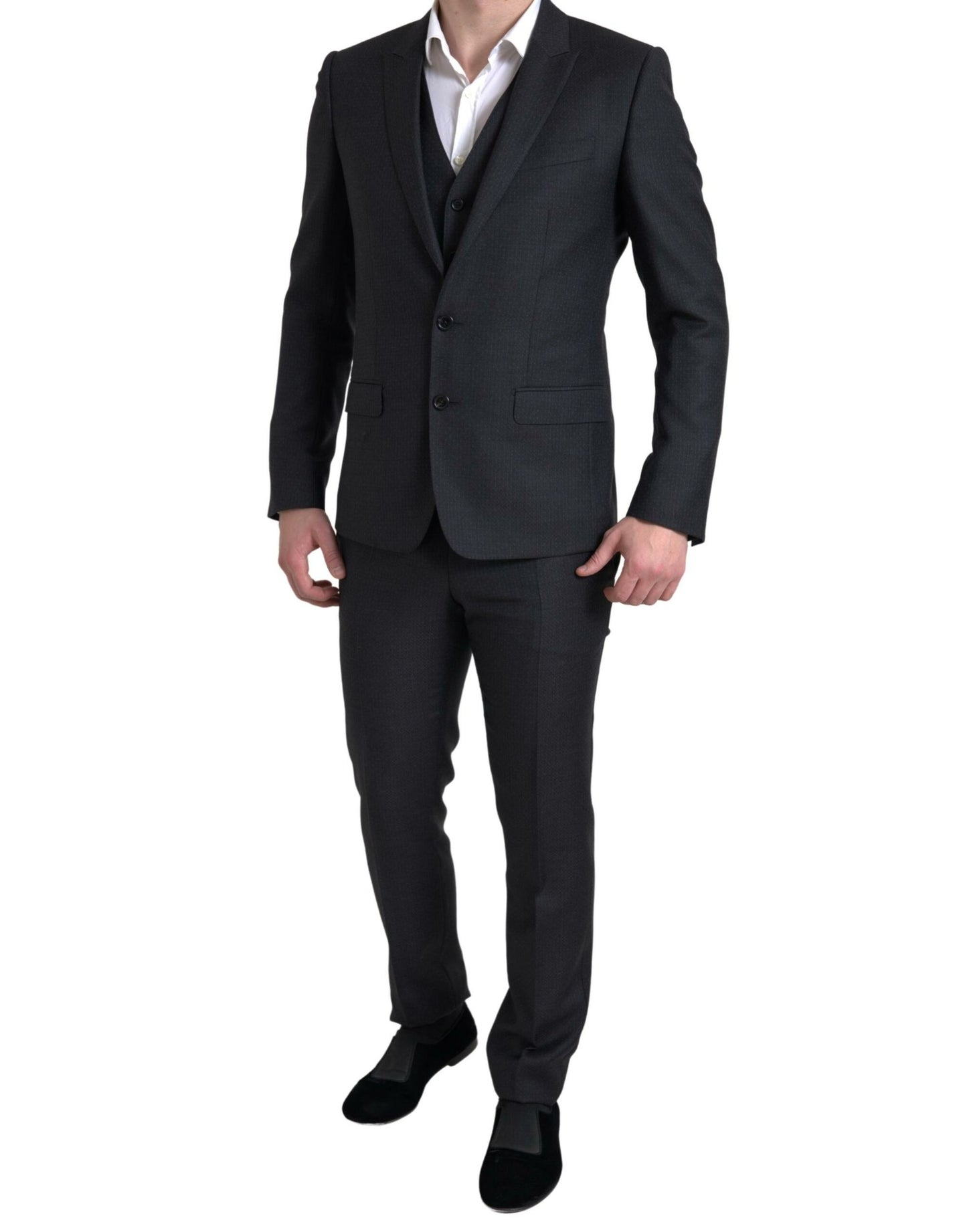 Dolce & Gabbana Elegant Black Martini Slim Fit 3-osainen puku
