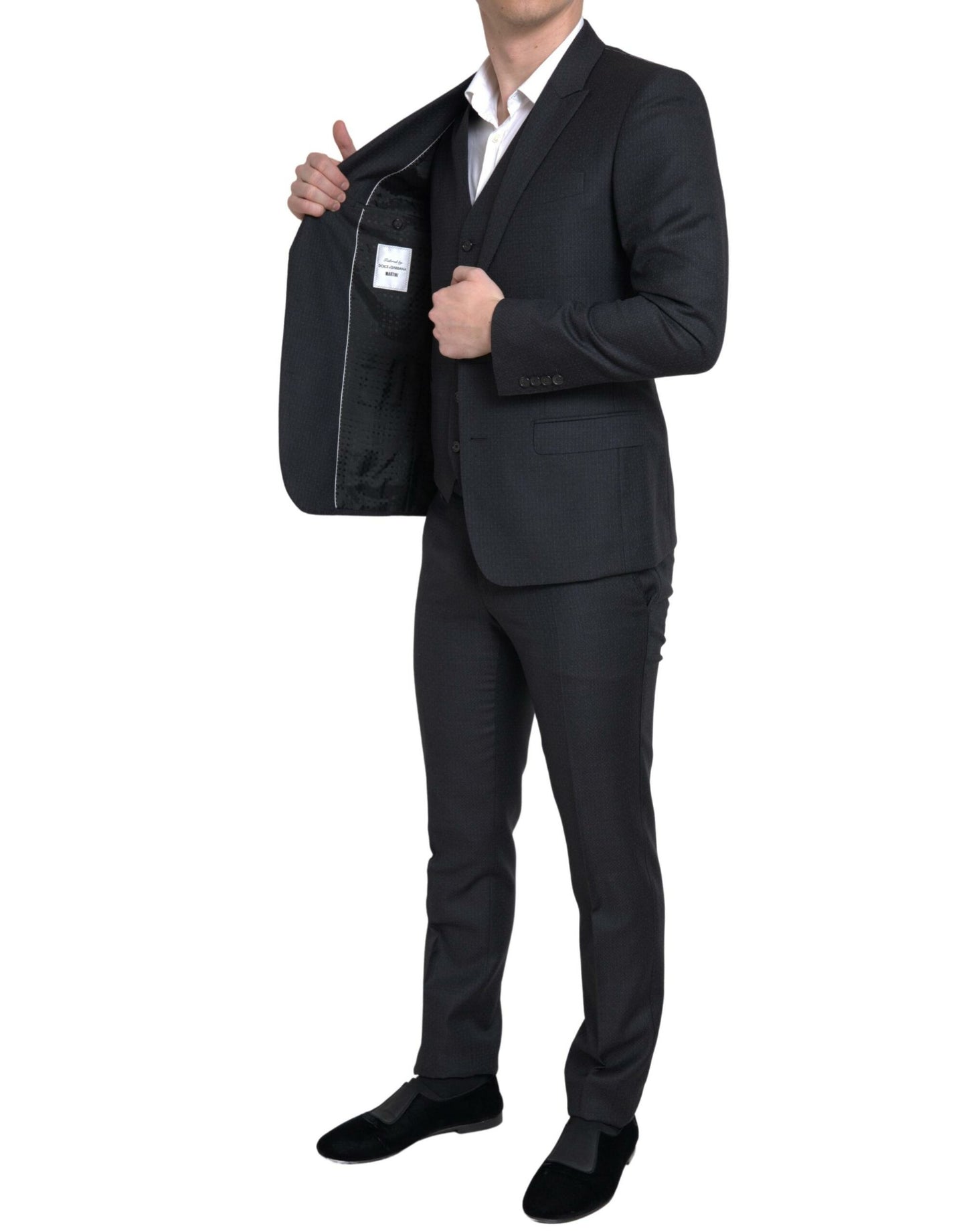 Dolce & Gabbana Elegant Black Martini Slim Fit 3-osainen puku