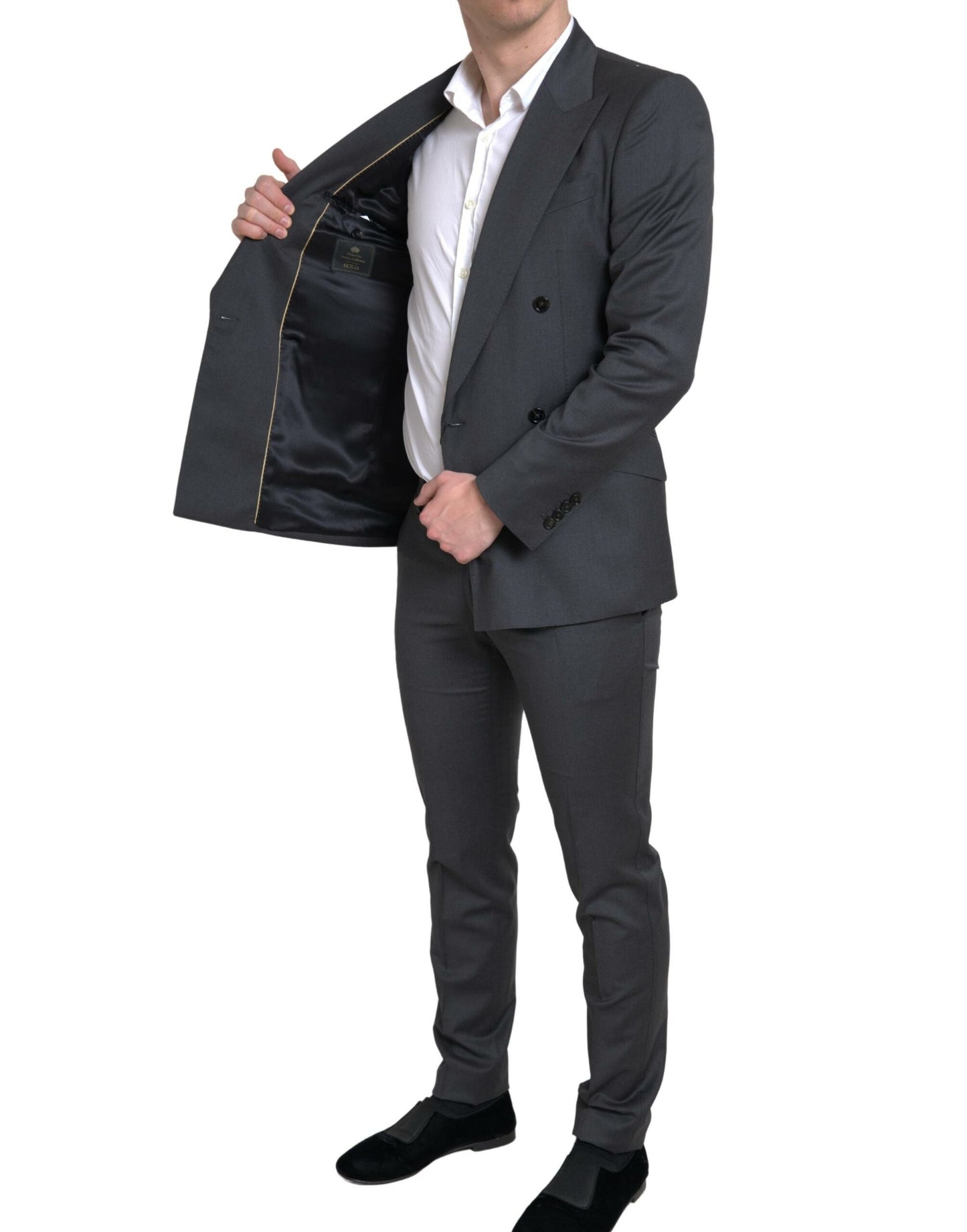 Dolce & Gabbana Tyylikäs harmaa Slim Fit kaksirivinen puku