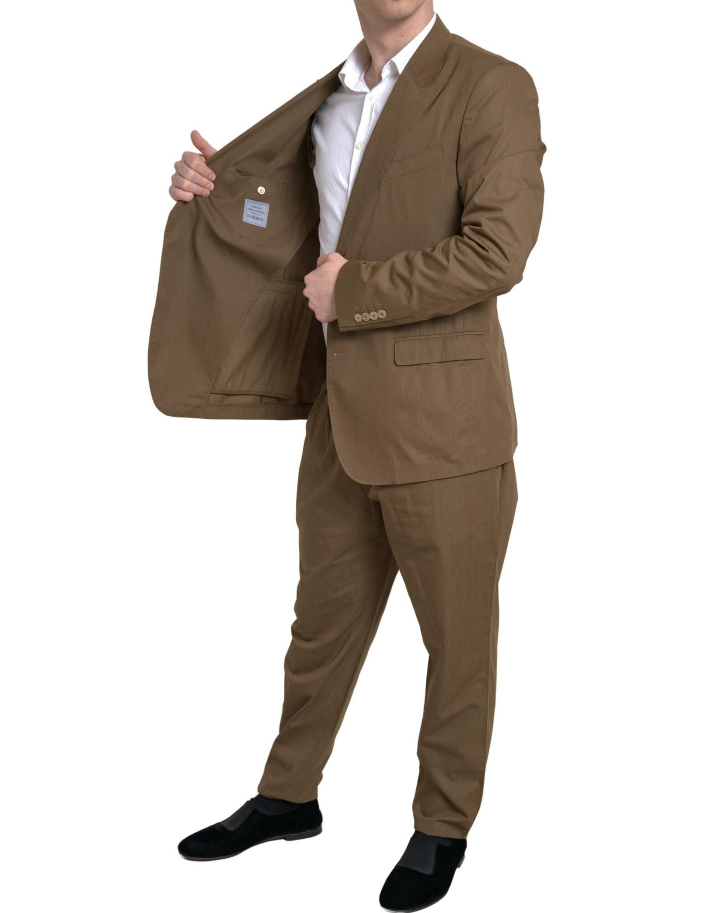 Dolce & Gabbana Elegant Brown Silk Blend Taormina -puku