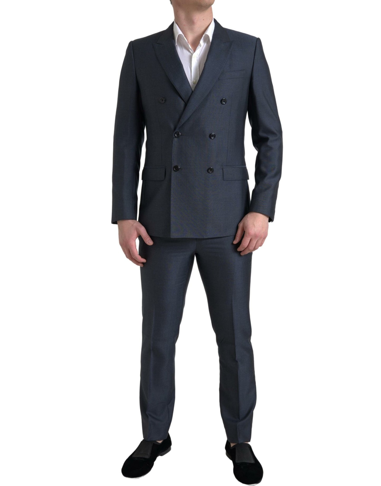 Dolce & Gabbana Elegant Blue Silk Blend Martini -puku