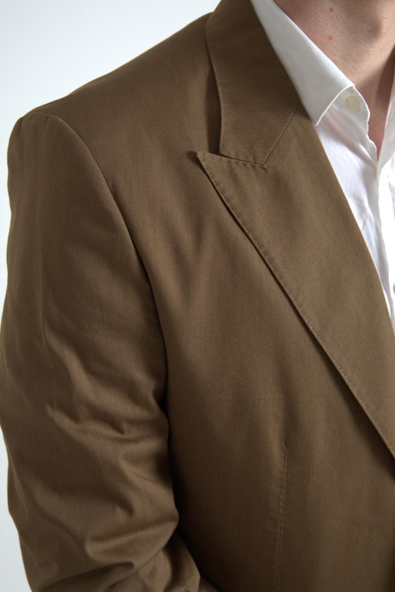 Dolce & Gabbana Elegant Brown Silk Blend Taormina -puku