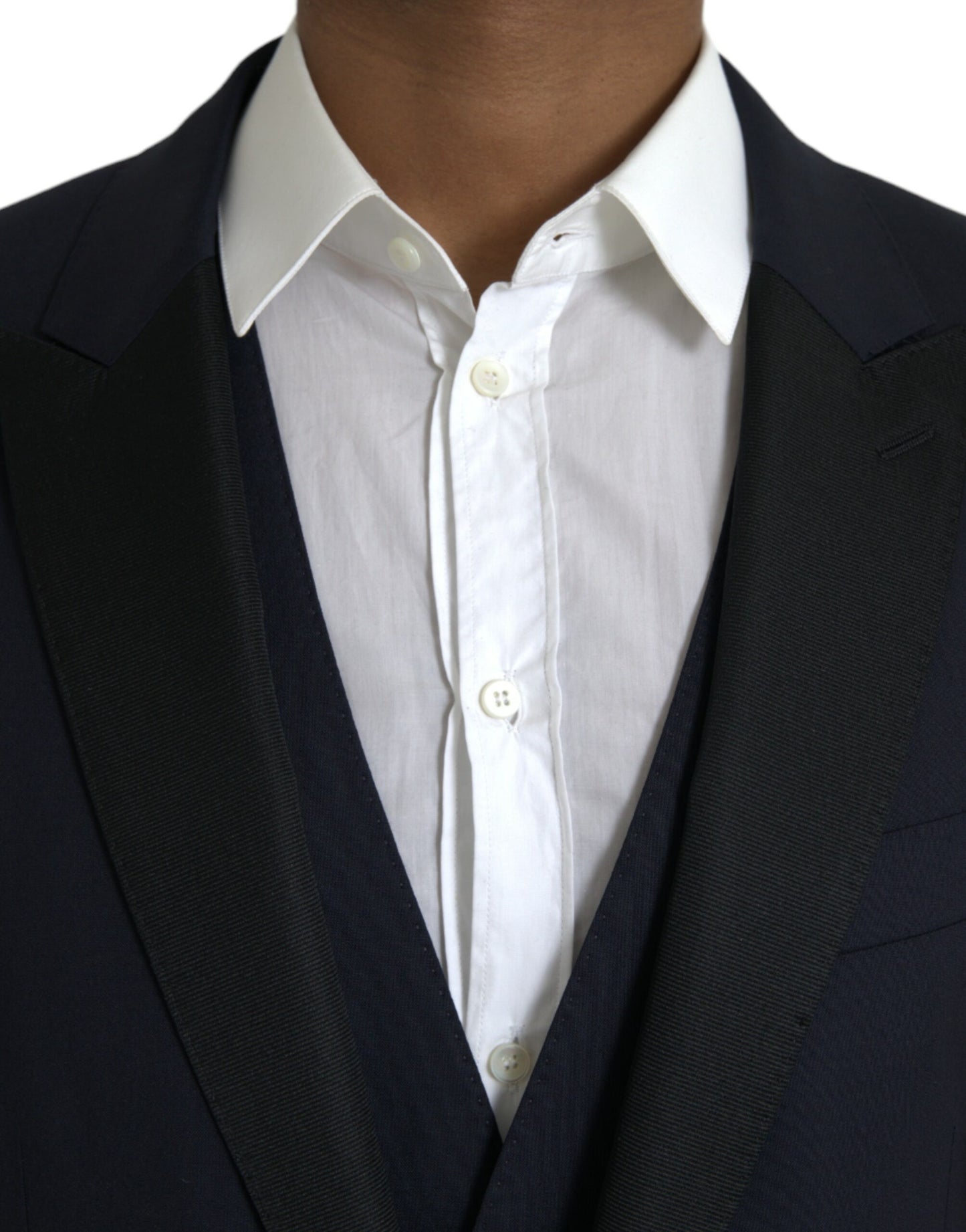 Dolce & Gabbana tummansininen MARTINI Wool Formal 3-osainen puku