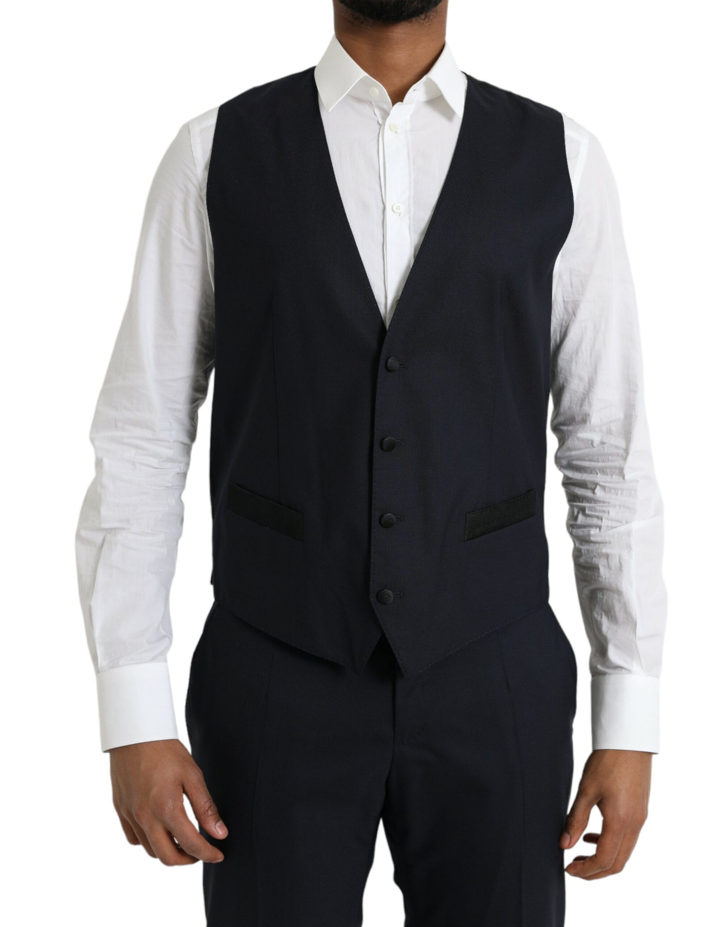 Dolce & Gabbana tummansininen MARTINI Wool Formal 3-osainen puku