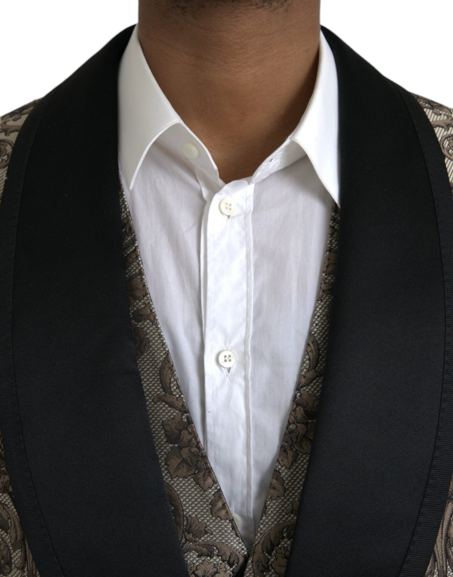 Dolce & Gabbana ruskea kukkainen jacquard-muodollinen 3-osainen puku