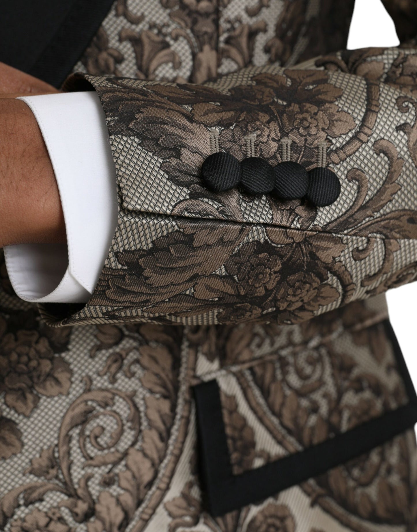 Dolce & Gabbana ruskea kukkainen jacquard-muodollinen 3-osainen puku