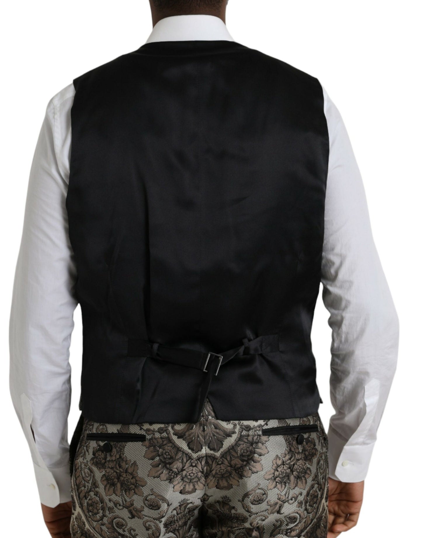 Dolce & Gabbana ruskea kukkainen jacquard-muodollinen 3-osainen puku