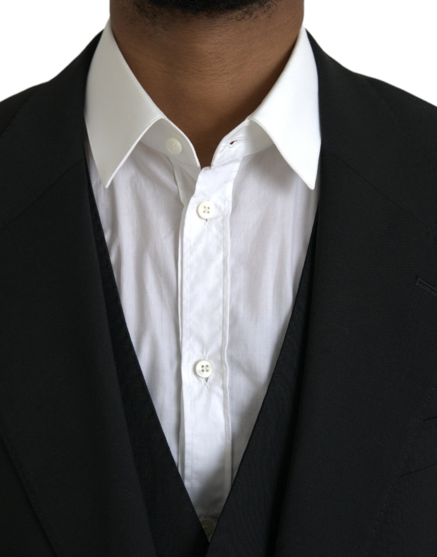 Dolce & Gabbana musta polyesteri STAFF muodollinen 3-osainen puku