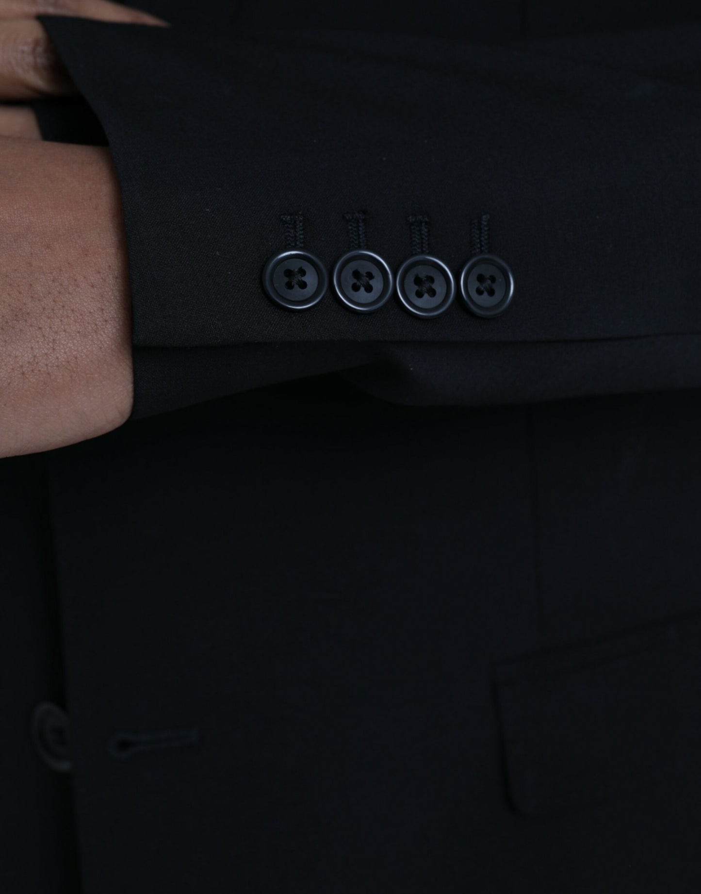 Dolce & Gabbana musta polyesteri STAFF muodollinen 3-osainen puku