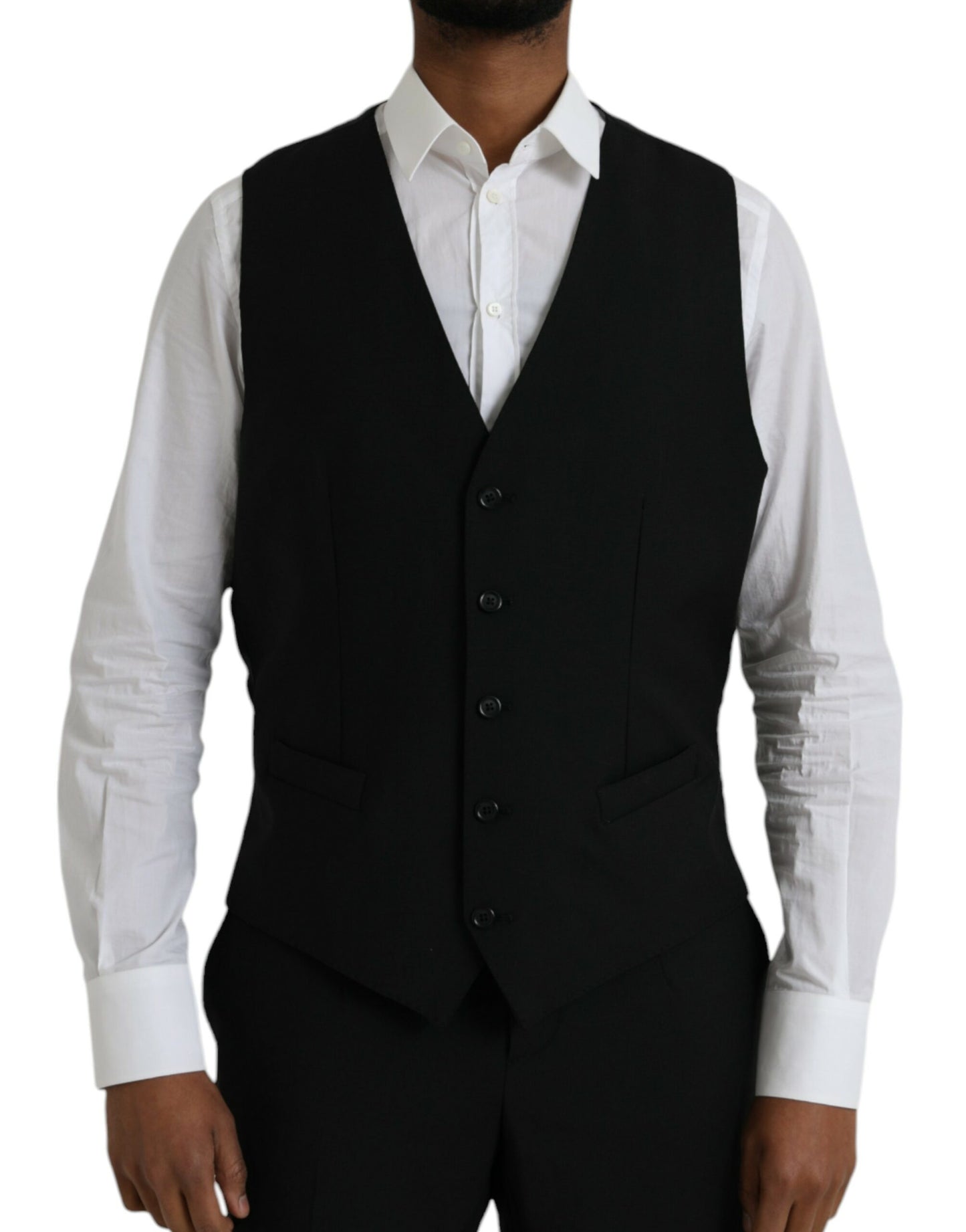 Dolce & Gabbana musta polyesteri STAFF muodollinen 3-osainen puku