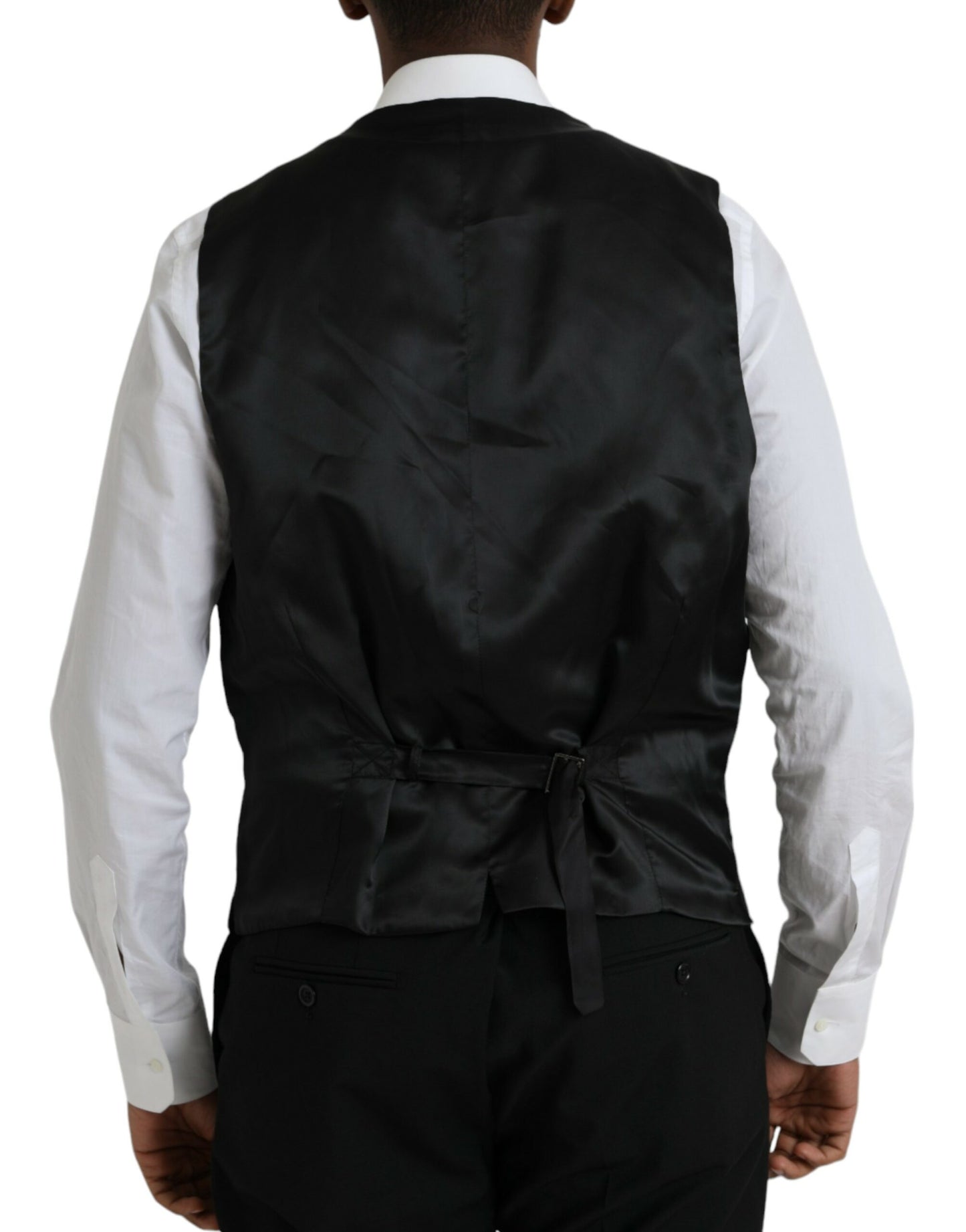 Dolce & Gabbana musta polyesteri STAFF muodollinen 3-osainen puku