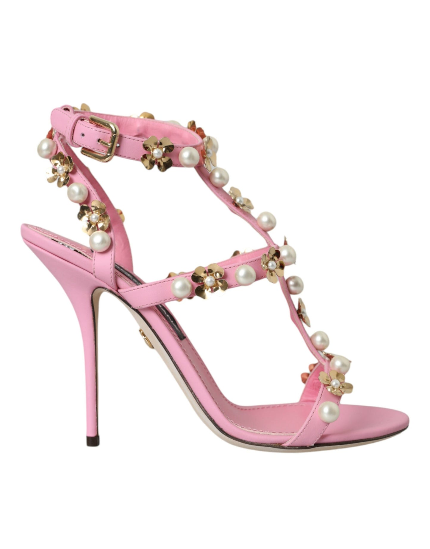Dolce & Gabbana Pink Leather koristellut korkokengät sandaalit kengät