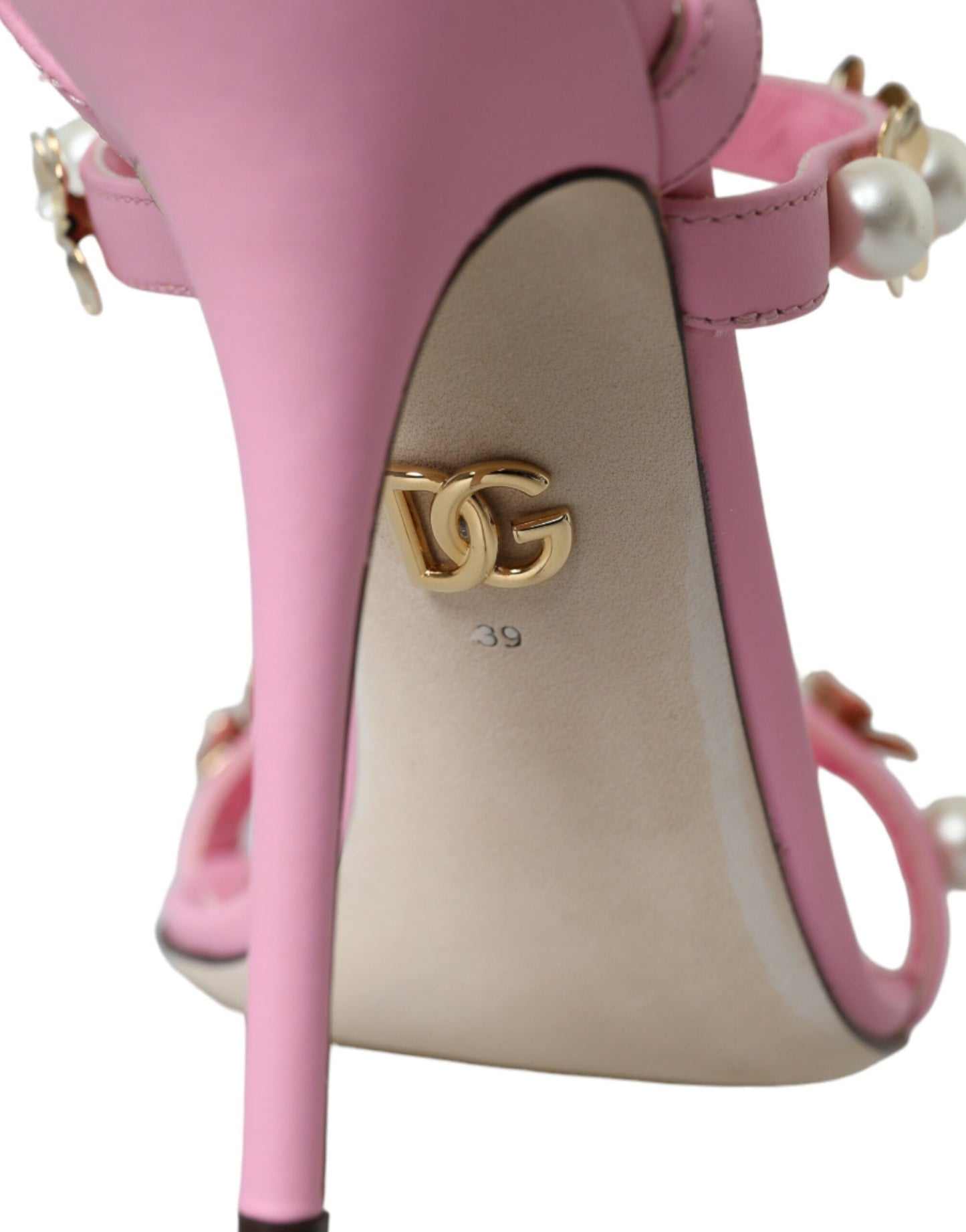 Dolce & Gabbana Pink Leather koristellut korkokengät sandaalit kengät