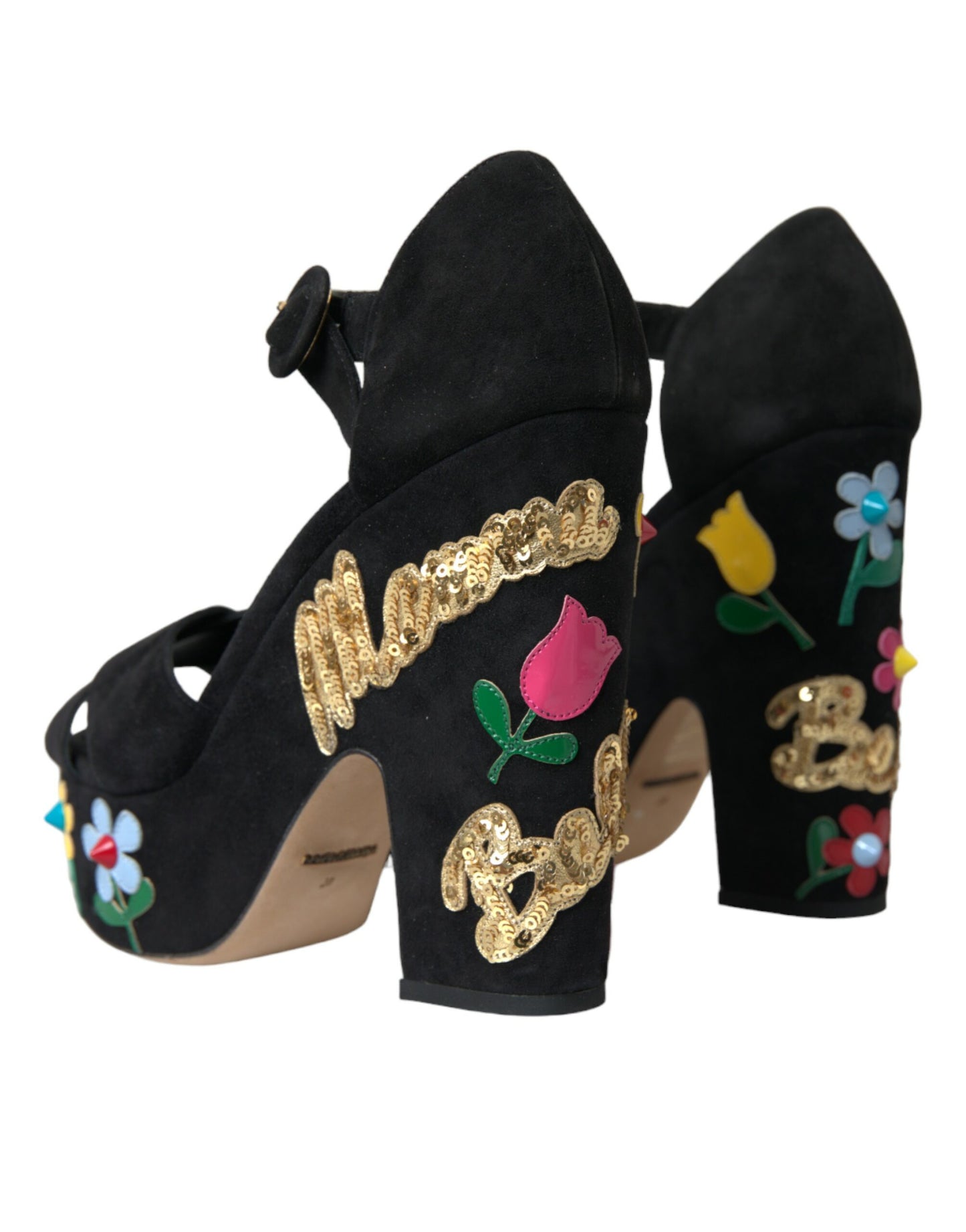 Dolce & Gabbana musta mokkanahka nilkkahihna korkokengät sandaalit kengät