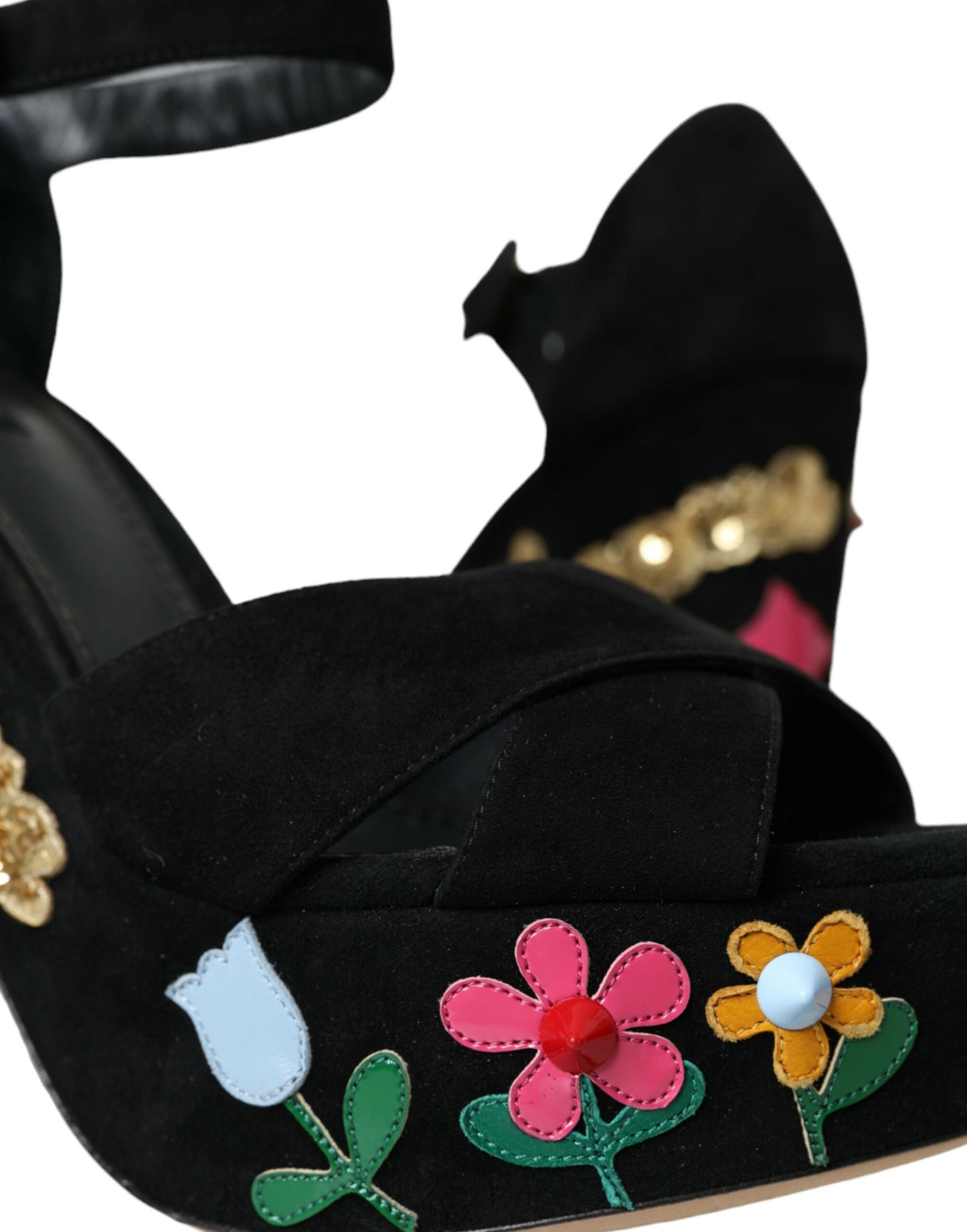 Dolce & Gabbana musta mokkanahka nilkkahihna korkokengät sandaalit kengät