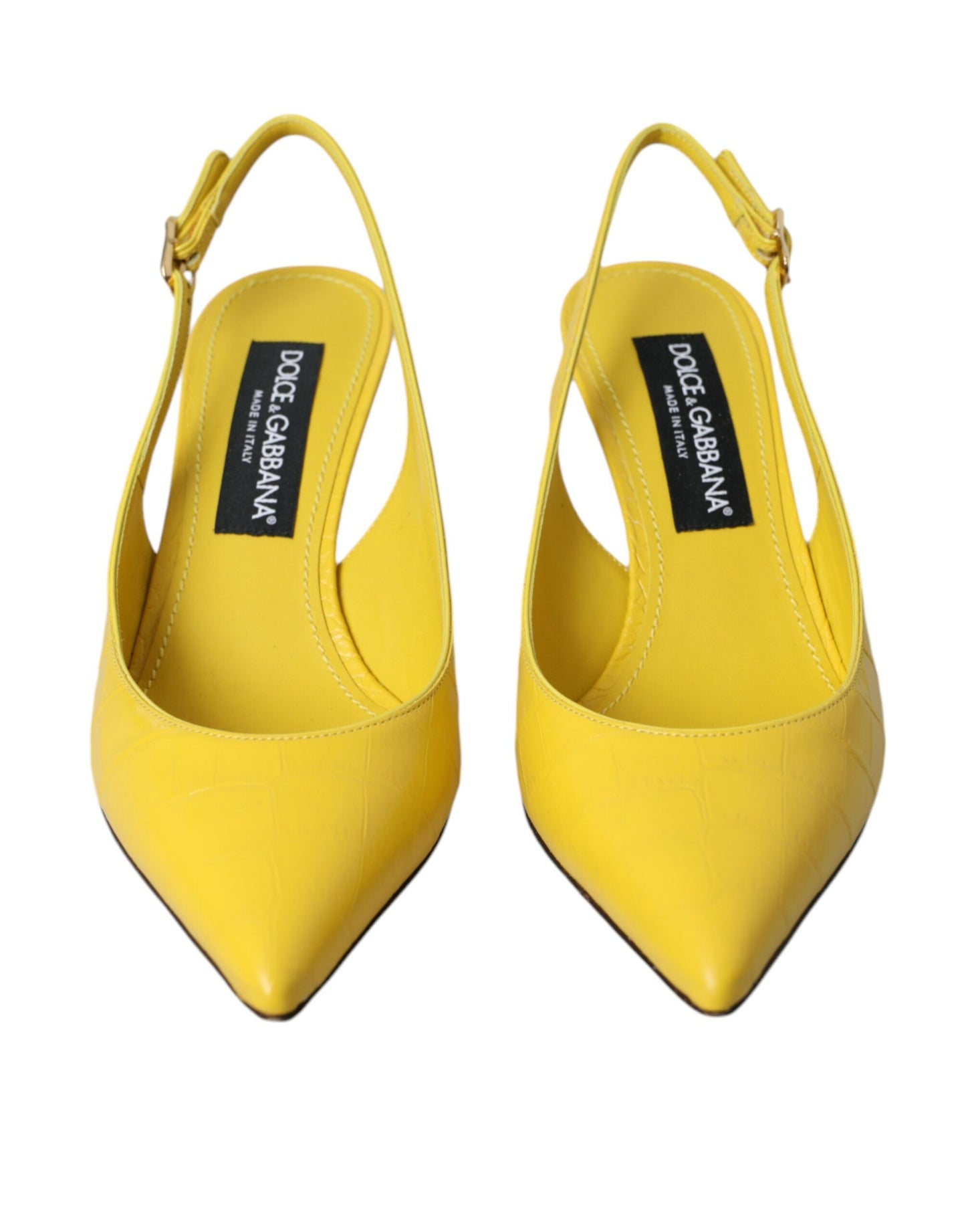Dolce & Gabbana Yellow Leather Slingbacks Heels -kengät
