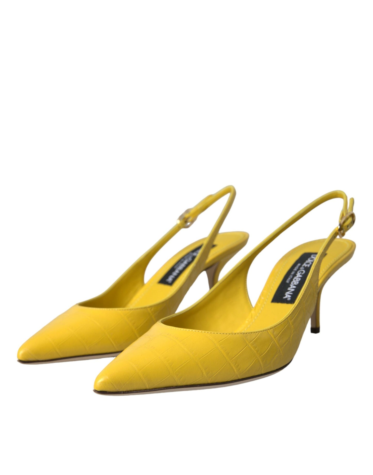 Dolce & Gabbana Yellow Leather Slingbacks Heels -kengät
