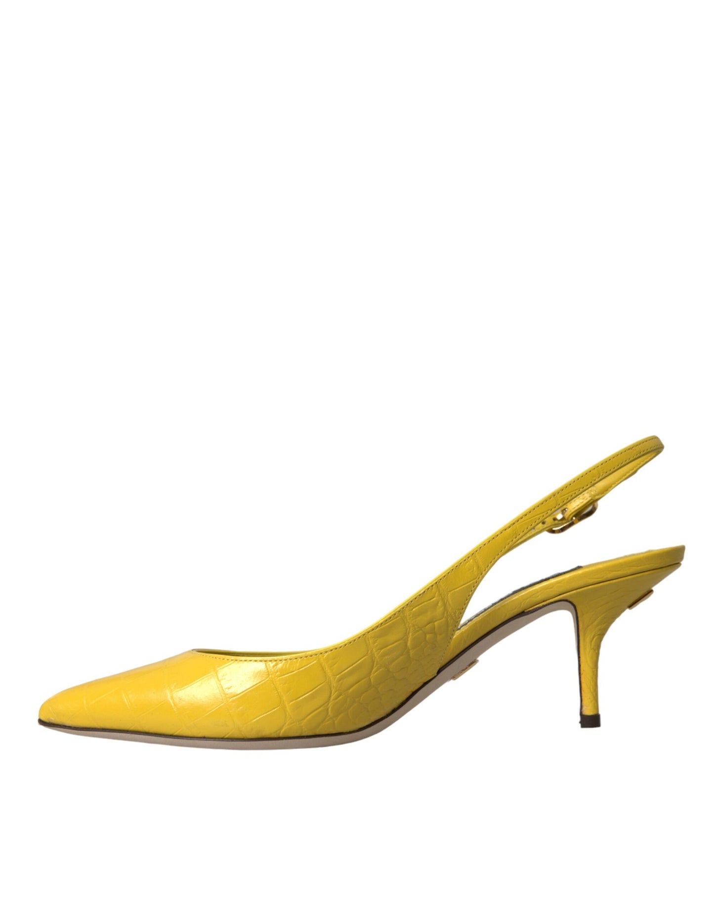 Dolce & Gabbana Yellow Leather Slingbacks Heels -kengät