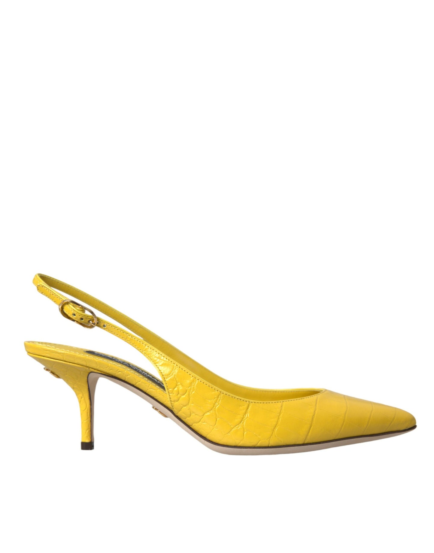 Dolce & Gabbana Yellow Leather Slingbacks Heels -kengät
