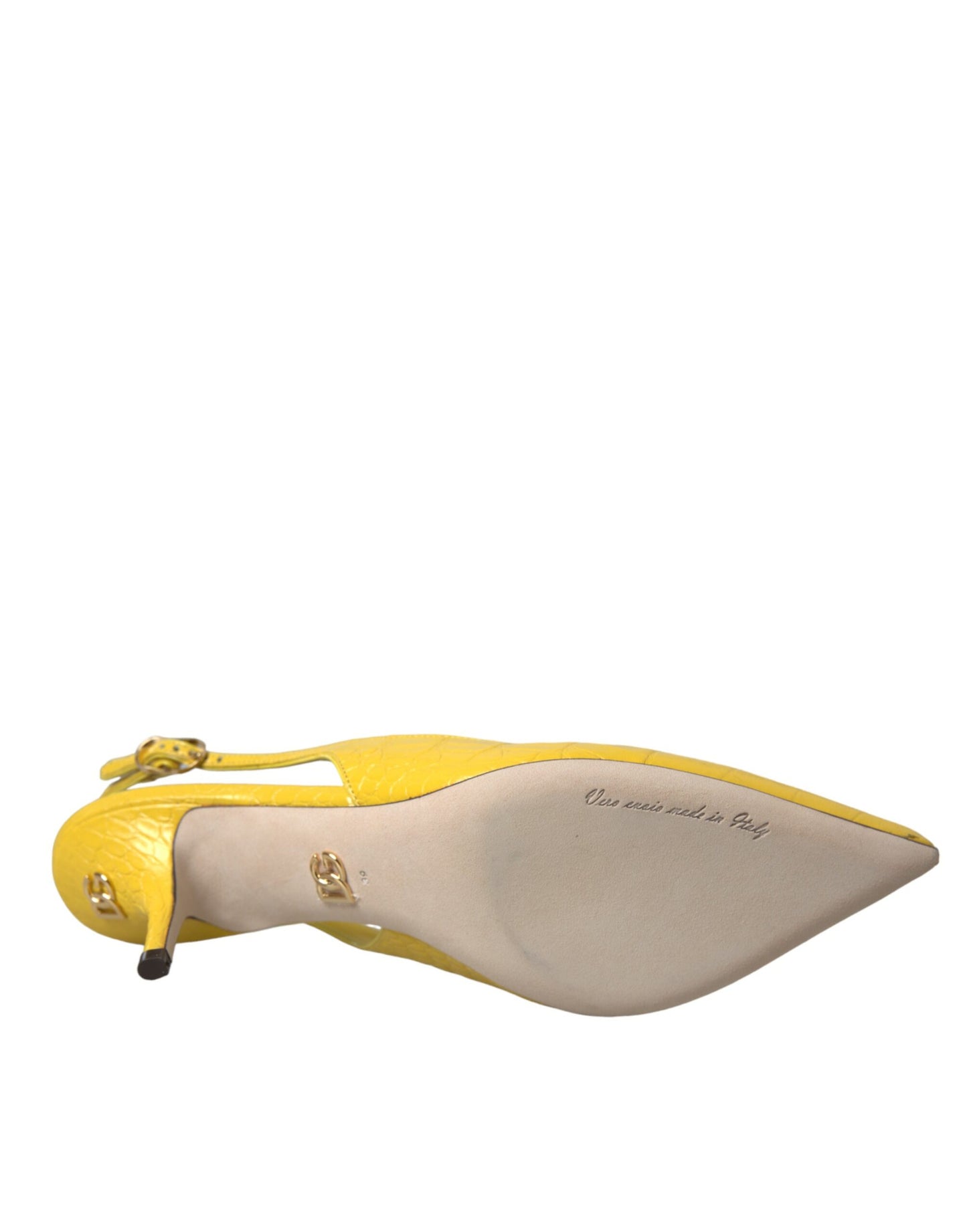Dolce & Gabbana Yellow Leather Slingbacks Heels -kengät