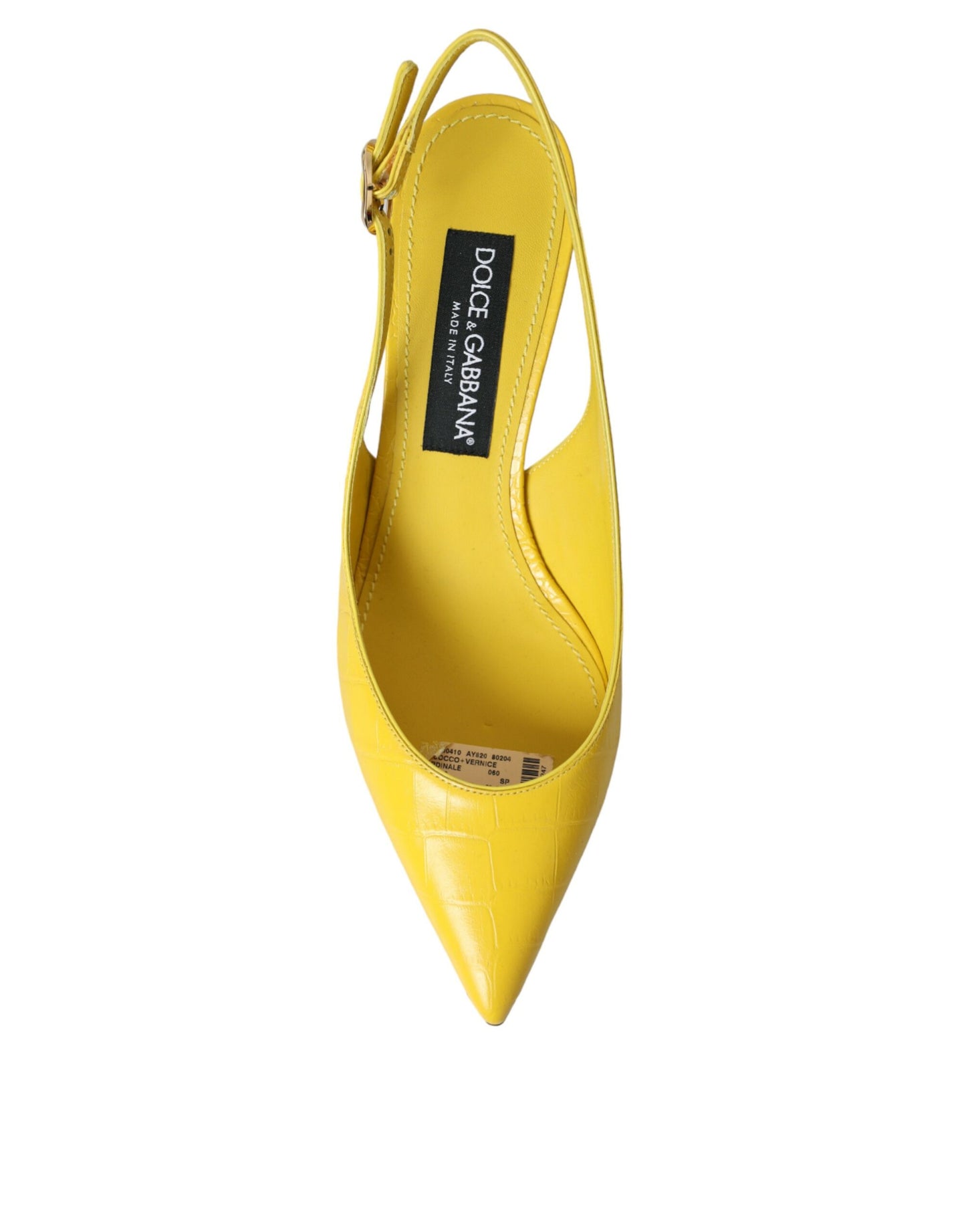 Dolce & Gabbana Yellow Leather Slingbacks Heels -kengät