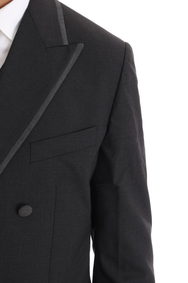 Dolce & Gabbana tyylikäs harmaa kaksirivinen villapuku