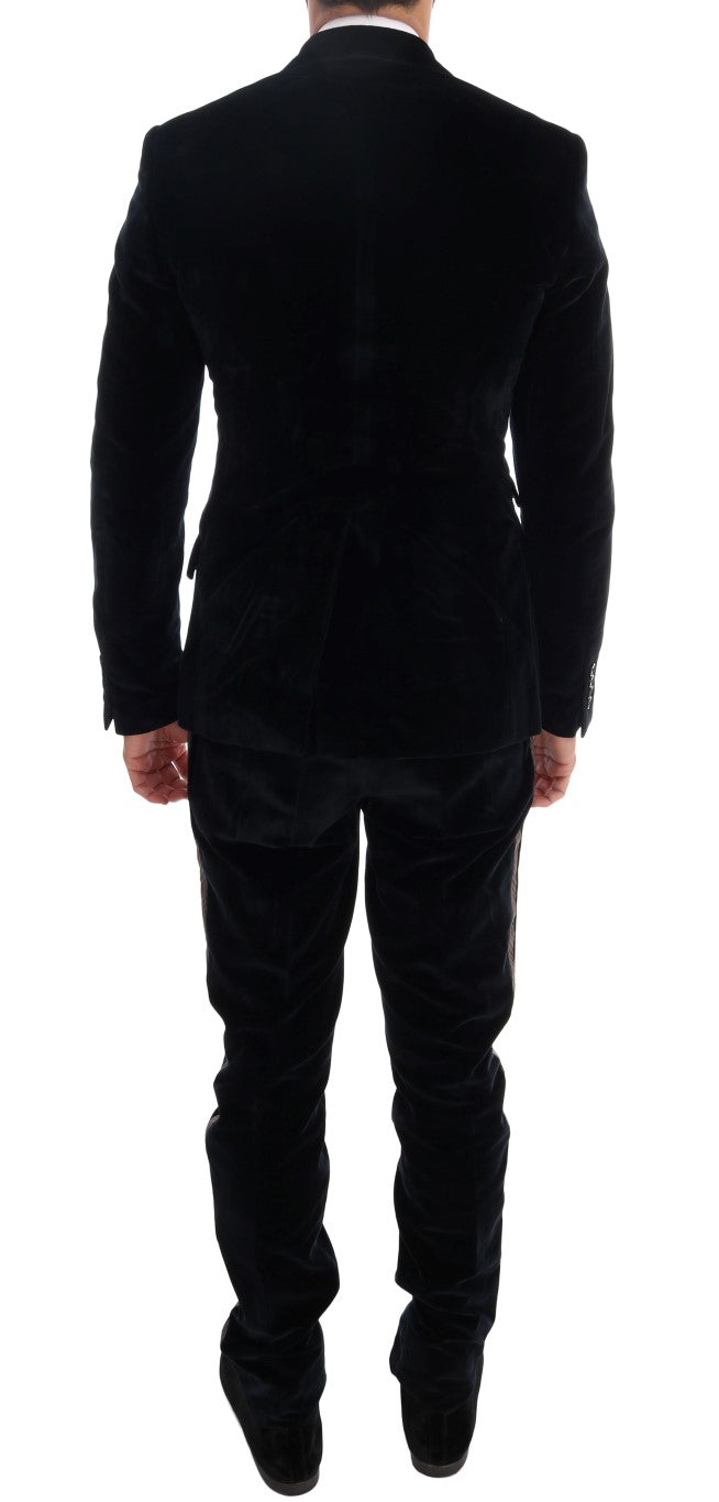 Dolce & Gabbana tyylikäs sininen kolmiosainen Slim Fit -puku