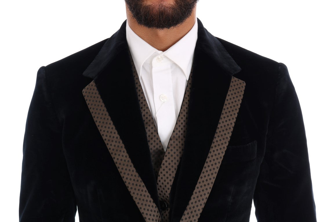Dolce & Gabbana tyylikäs sininen kolmiosainen Slim Fit -puku