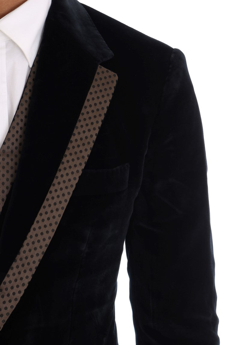 Dolce & Gabbana tyylikäs sininen kolmiosainen Slim Fit -puku