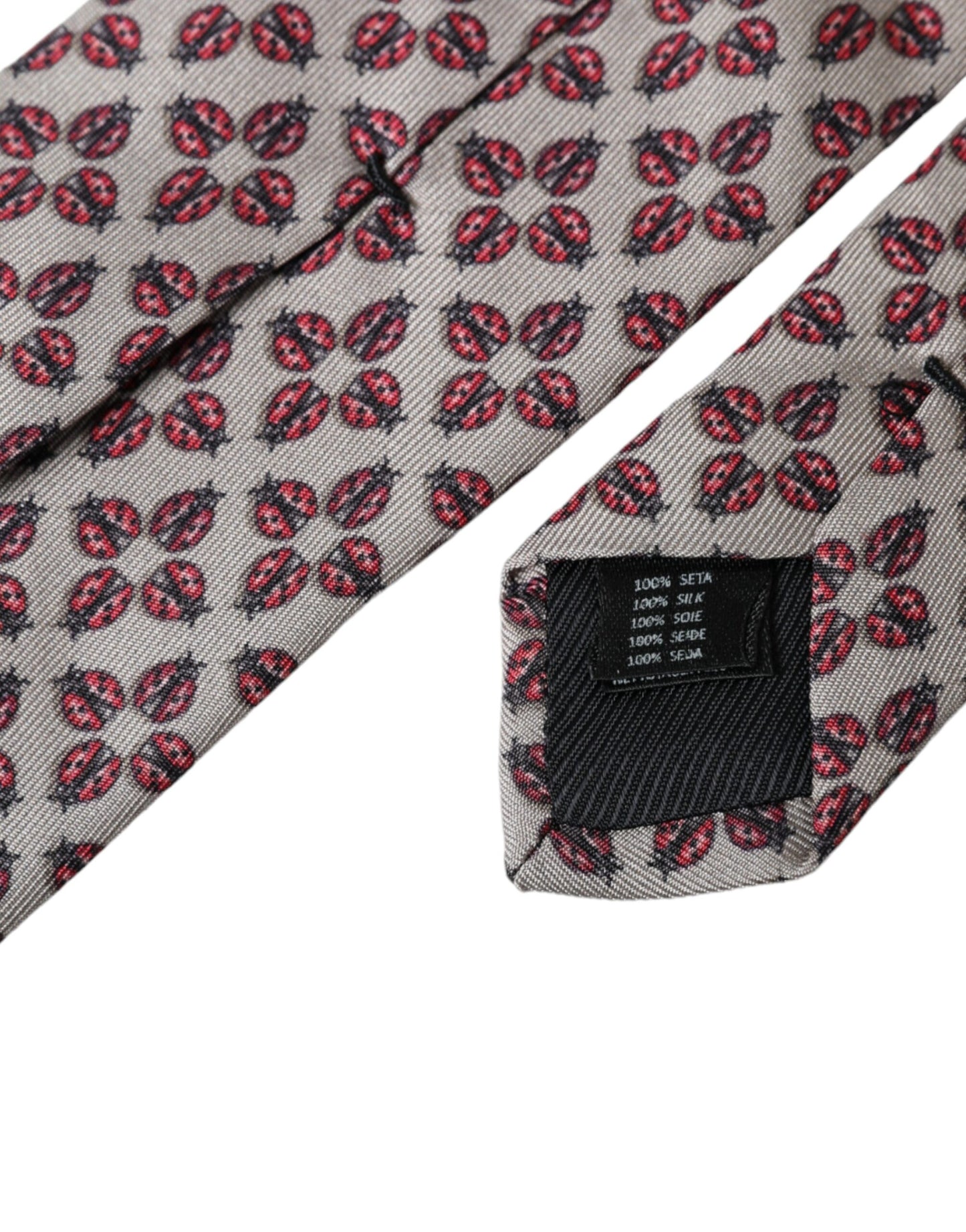 Dolce & Gabbana Beige Lady Bug Print silkkisäädettävä miesten solmio