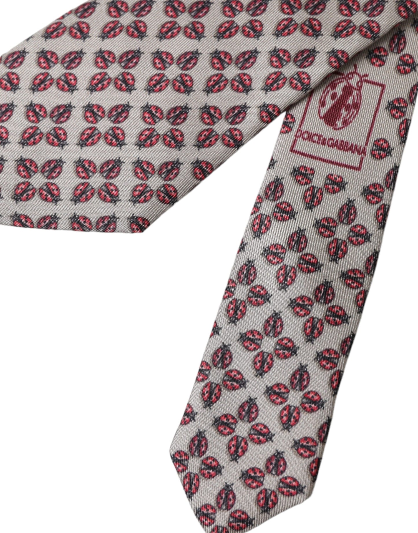 Dolce & Gabbana Beige Lady Bug Print silkkisäädettävä miesten solmio