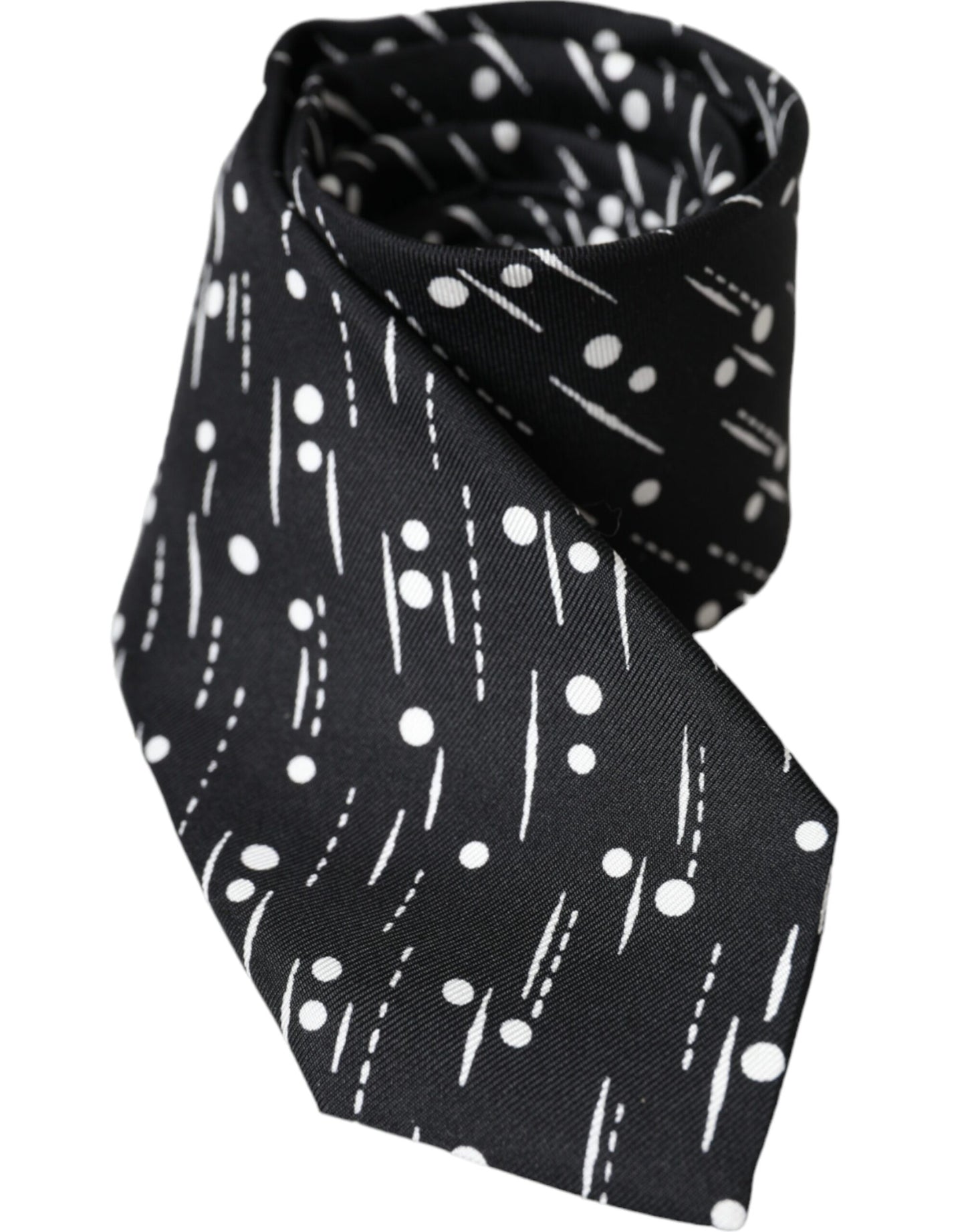 Dolce & Gabbana mustapisteinen 100 % silkki säädettävä solmio