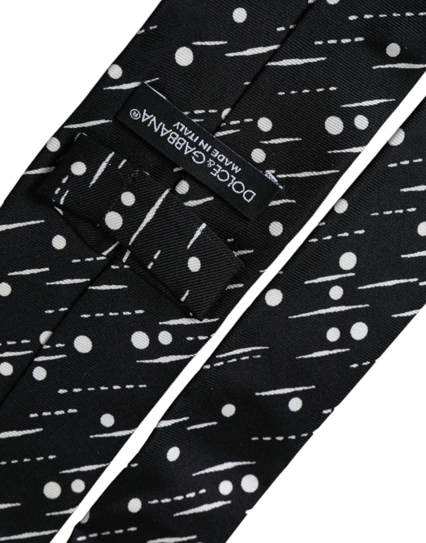 Dolce & Gabbana mustapisteinen 100 % silkki säädettävä solmio
