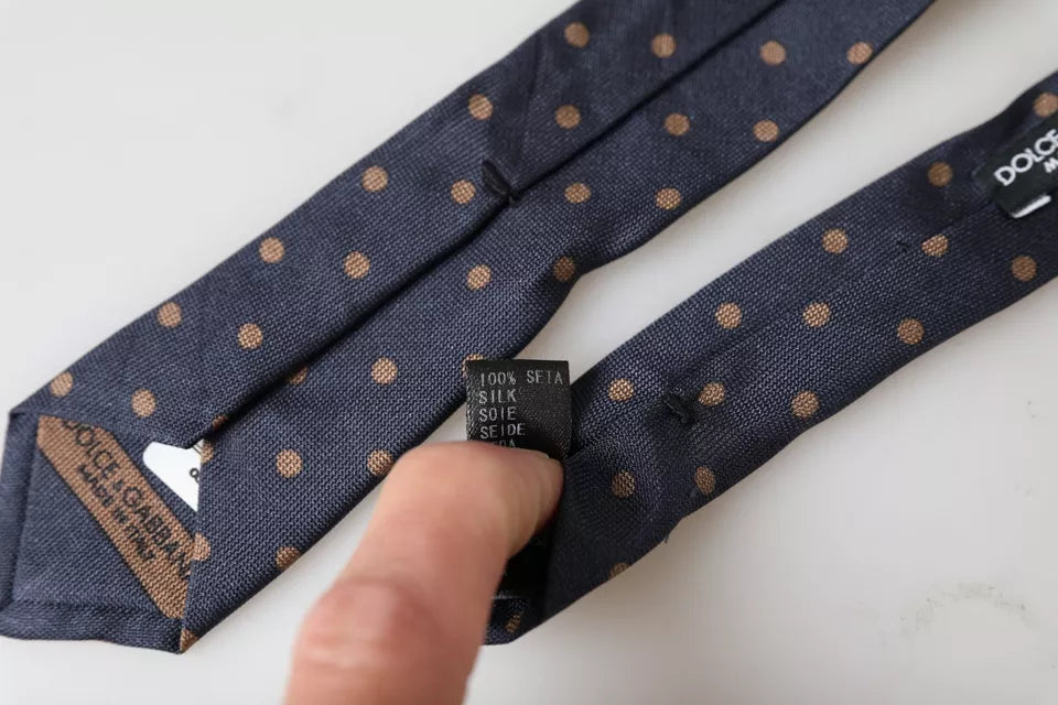 Dolce & Gabbana Black Dotted Fantasy Silk säädettävä miesten solmio