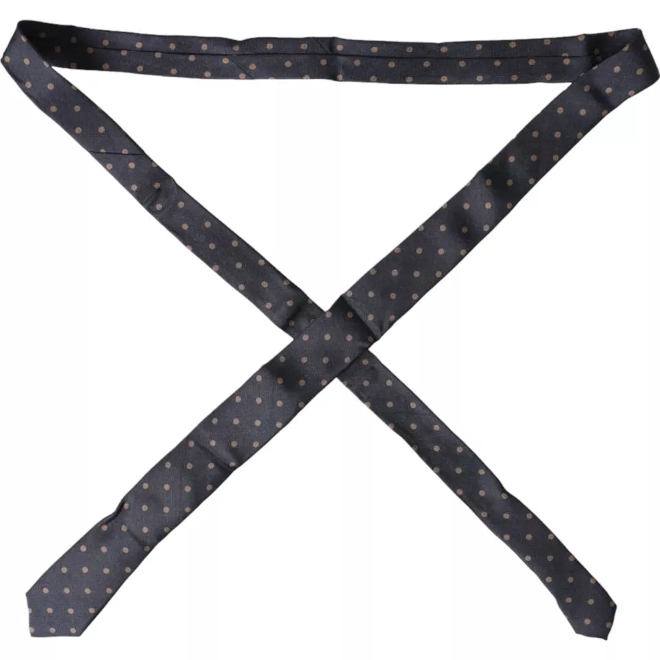 Dolce & Gabbana Black Dotted Fantasy Silk säädettävä miesten solmio