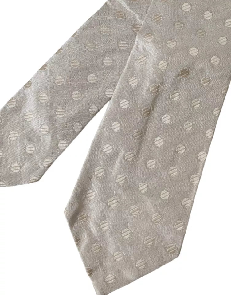 Dolce & Gabbana beige pilkullinen silkki klassinen säädettävä miesten solmio